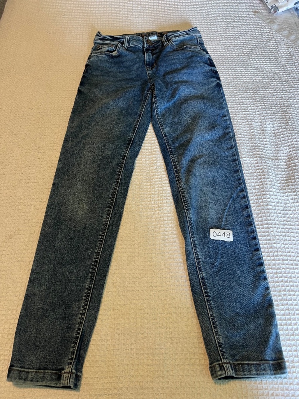 Justice Slim Straight Girls Size 12 Blue Denim Jeans Button Zip Pockets